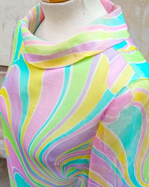 Vestido Mod de seda y estampado psicodélico 60s Psychedelic Mod Mini Dress