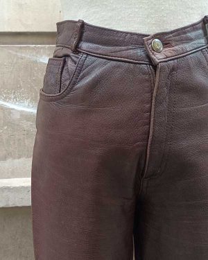 Pantalones de piel color castaño chestnut Brown leather pants