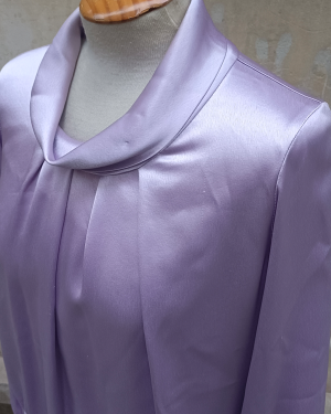 Blusa Raso Lavanda 1980s Lavender Satin Blouse