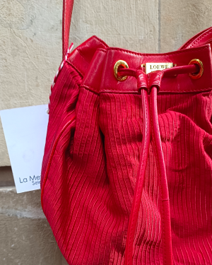 Bolso rojo carmesí Loewe 1980s bright red shoulder bag