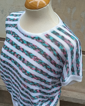 Top de Punto con Rayas 1980s Striped Knit Top