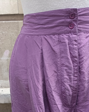 Bermudas Seda Berenjena 1980s Aubergine Silk Short Pants