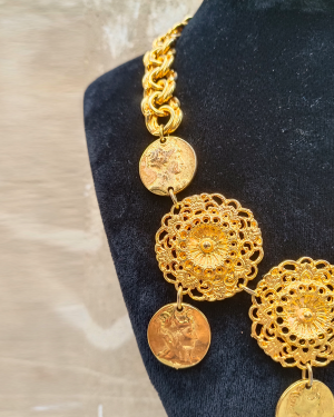Collar Monedas Eslabones Oro 90s Golden Coins Links Necklace
